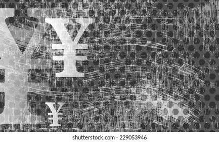 transparent yen symbol and scratched background