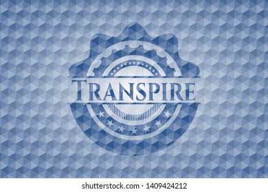 Transpire blue emblem with geometric background. Vector Illustration. Detailed.