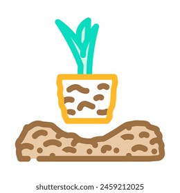 transplanting urban gardening color icon vector. transplanting urban gardening sign. isolated symbol illustration