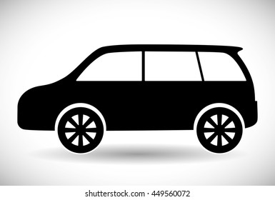 Transporation Design Represented By Car Silhouette Icon. Flat And Isolated Illustration.