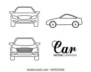 Transporation design represented by set of cars silhouette over white background. Isolated and Flat illustration.
