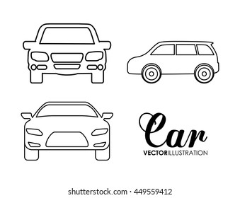 Transporation design represented by set of cars silhouette over white background. Isolated and Flat illustration.