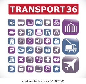 transport - 36 buttons. vector