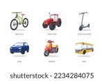 Transport 3D icons set in modern design. Pack isolated elements