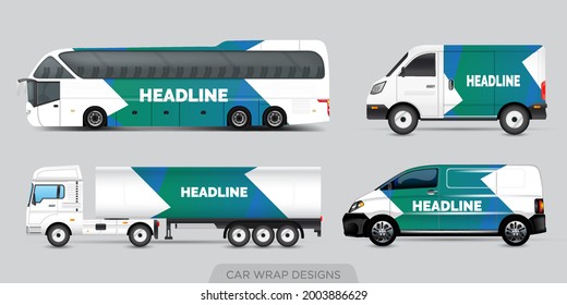 Diseño de anuncios de transporte, concepto de diseño gráfico de coches. Diseños gráficos abstractos de rayas de grunge para embalar vehículos, furgonetas de carga, camionetas de recogida y rodaje.