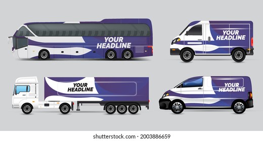 Transport advertisement design, car graphic design concept. Graphic abstract grunge stripe designs for wrapping vehicles, cargo vans, pickup trucks, and racing livery.