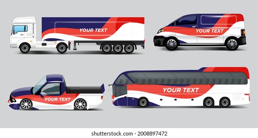 Transport advertisement design with cover van car lory track pickup design