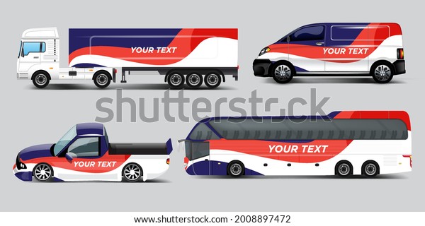 Transport advertisement design with cover van car\
lory track pickup\
design