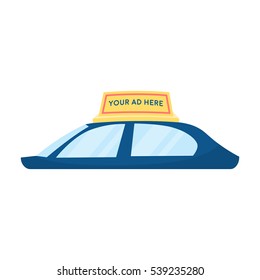 Transport advertising icon in cartoon style isolated on white background. Advertising symbol stock vector illustration.
