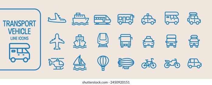 Transport aircraft and vehicle icon set