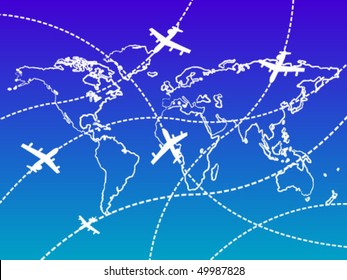 transport airplanes on map