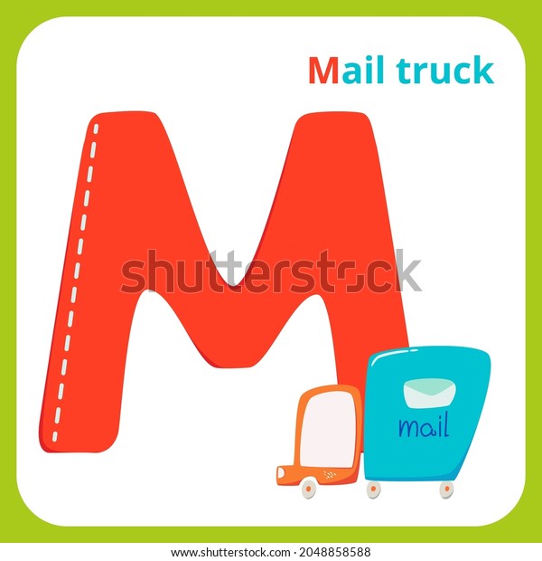 Transport\
alphabet set mail truck  preschool\
illustration