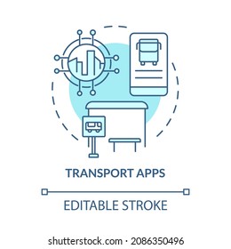 Transport apps blue concept icon. Digital timetable online service. Public transport control software abstract idea thin line illustration. Vector isolated outline color drawing. Editable stroke