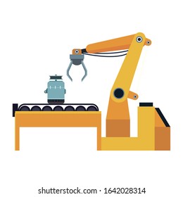 transport band machine with car alternator part over white background, vector illustration