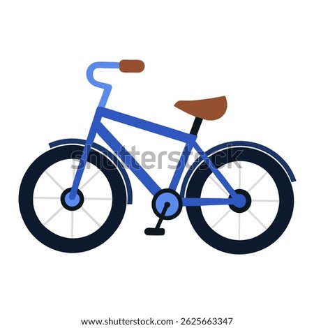 Сartoon transport bicycle with blue frame .Suitable for children's books, sticker,t shirt design, mascot, logo. Vector illustration isolated on white background