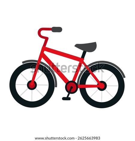 Сartoon transport bicycle with red frame .Suitable for children's books, sticker,t shirt design, mascot, logo. Children's picture. Vector illustration isolated on white background