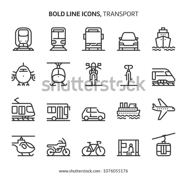 Transport, bold line icons. The illustrations\
are a vector, editable stroke, 48x48 pixel perfect files. Crafted\
with precision and eye for\
quality.