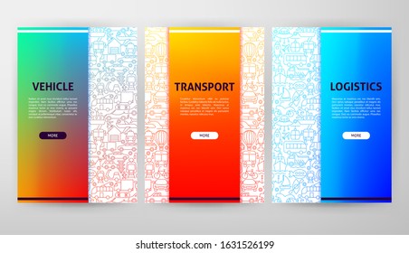 Transport Brochure Web Design. Vector Illustration of Outline Template.