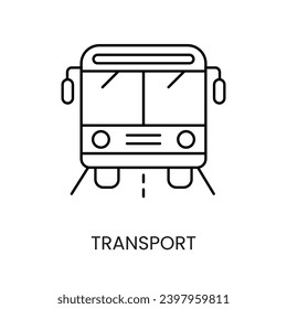Icono de vector de línea negra del bus de transporte