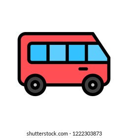 Transport bus icon of editable flat design.