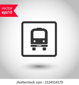 Transport bus vector icon. Bus front view icon. Vehicle icon. Studio background. EPS 10 vector sign.