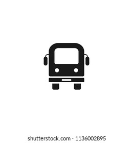 Transport bus vector icon. Bus front view icon. Vehicle icon. Vector flat sign.