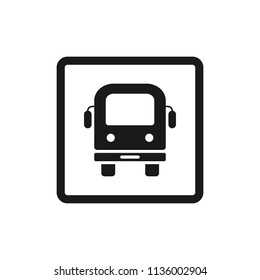 Transport bus vector icon. Bus front view icon. Vehicle icon. Vector flat sign.