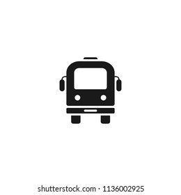 Transport bus vector icon. Bus front view icon. Vehicle icon. Vector flat sign.