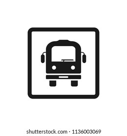 Transport bus vector icon. Bus front view icon. Vehicle icon. Vector flat sign.