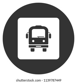 Transport bus vector icon. Bus front view icon. Vehicle icon. Gray background. Vector flat sign.