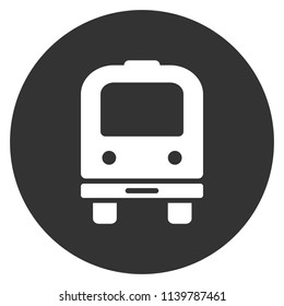 Transport bus vector icon. Bus front view icon. Vehicle icon. Gray background. Vector flat sign.