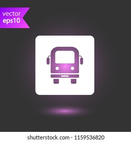 Transport bus vector icon. Bus front view icon. Vehicle icon. EPS 10 flat symbol