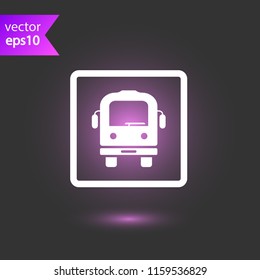 Transport bus vector icon. Bus front view icon. Vehicle icon. EPS 10 flat symbol