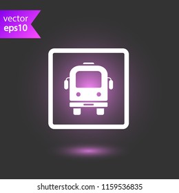 Transport bus vector icon. Bus front view icon. Vehicle icon. EPS 10 flat symbol