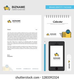 Transport Business Letterhead, Calendar 2019 and Mobile app design vector template