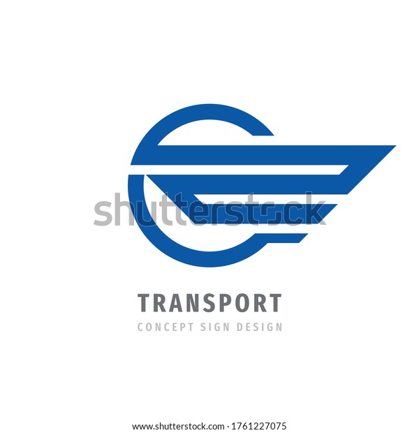 Transport\
- business logo template creative illustration. Wing abstract\
vector sign. Circle and stripes design\
element.