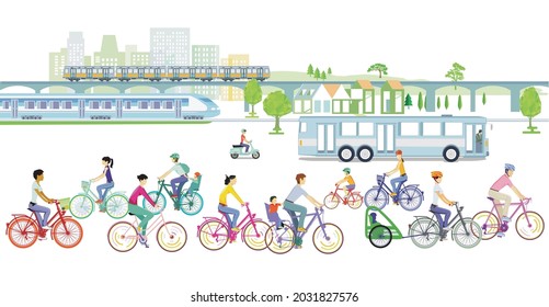 Transport by train, bike and bus, public transport