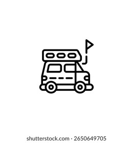 ícone e ilustração do outline da campervan de transporte