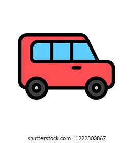 Transport car icon of editable flat design.