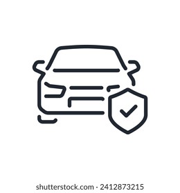 Transport and car insurance editable stroke outline icon isolated on white background flat vector illustration. Pixel perfect. 64 x 64.