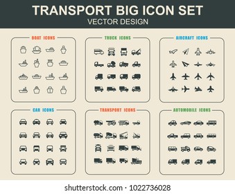 Transport, car, truck, ship and plane icons. Web element. Premium quality graphic design. Signs symbols collection, simple icon for websites, web design, mobile app, info graphics.