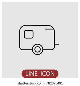 Transport caravan vector line icon.