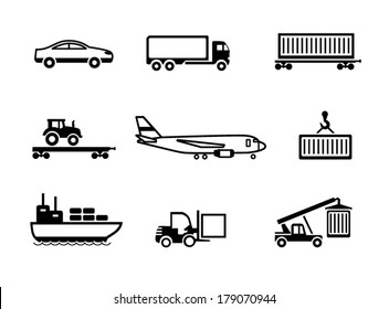 Transport and cargo icon set