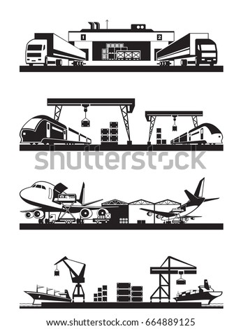 Transport cargo terminals - vector illustration