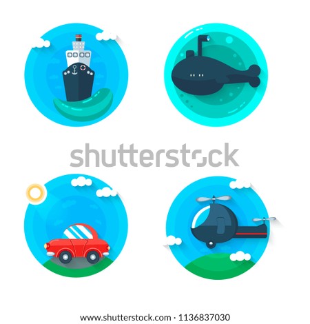 Transport cartoon style. Flat design. Vector illustration