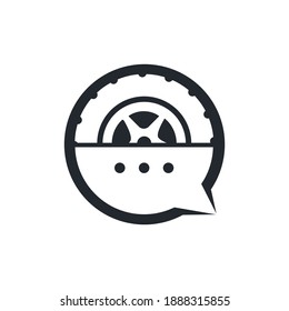 Transport-Chat-Vektor-Logo-Design-Vorlage. Talk Symbol Reifenform Logo Vektordesign.	