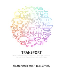 Transport Circle Concept. Vector Illustration of Outline Design.