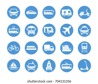 Conjunto de iconos circulares de transporte