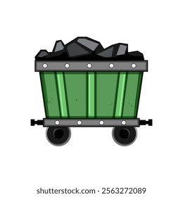 transport coal wagon cartoon. mining industry, freight rail, cargo bulk transport coal wagon sign. isolated symbol vector illustration