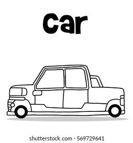 Transport collection of car hand draw vector art